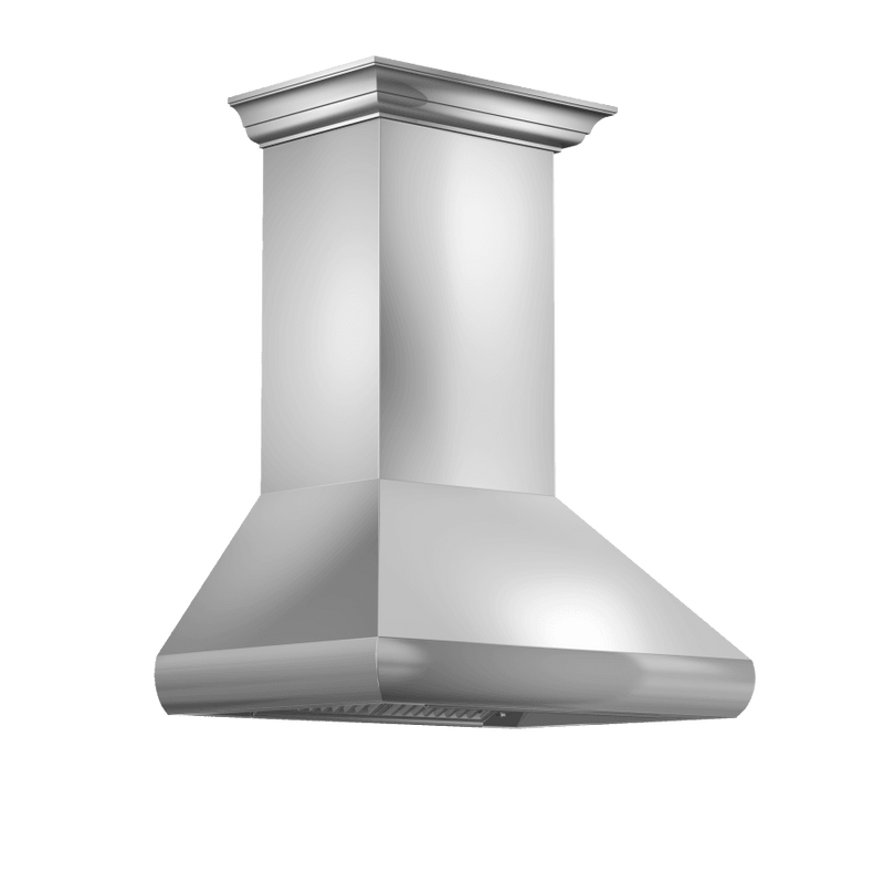 ZLINE Professional Convertible Vent Wall Mount Range Hood in Stainless Steel with Crown Molding (587CRN)