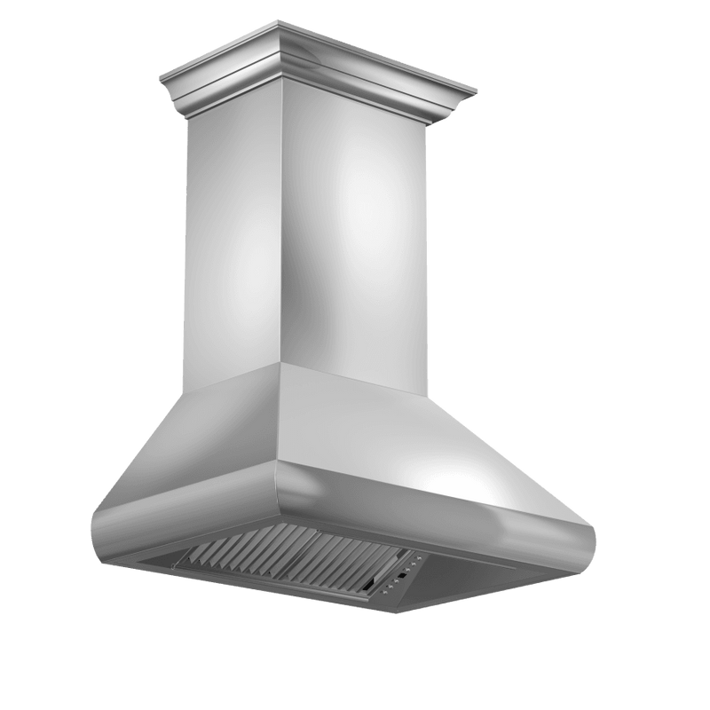 ZLINE Professional Convertible Vent Wall Mount Range Hood in Stainless Steel with Crown Molding (587CRN)