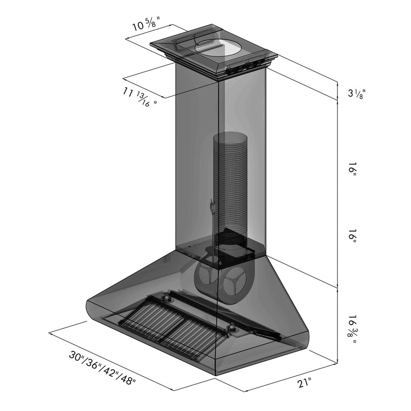 ZLINE Professional Convertible Vent Wall Mount Range Hood in Stainless Steel with Crown Molding (587CRN)