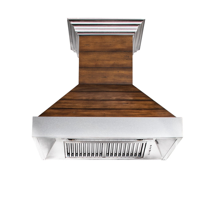 ZLINE Shiplap Wooden Wall Range Hood with Stainless Steel Accent (365BB)