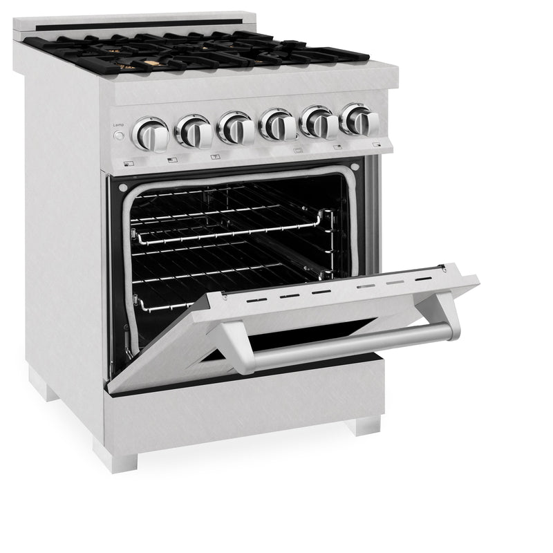 ZLINE 24 in. Professional Dual Fuel Range in Fingerprint Resistant Stainless Steel with Brass Burners (RAS-SN-BR-24)