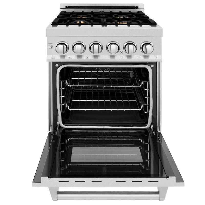 ZLINE 24 in. Professional Dual Fuel Range in Fingerprint Resistant Stainless Steel with Brass Burners (RAS-SN-BR-24)