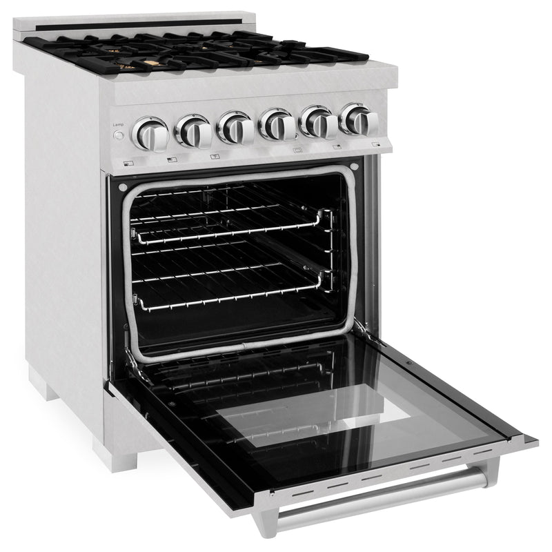 ZLINE 24 in. Professional Dual Fuel Range in Fingerprint Resistant Stainless Steel with Brass Burners (RAS-SN-BR-24)