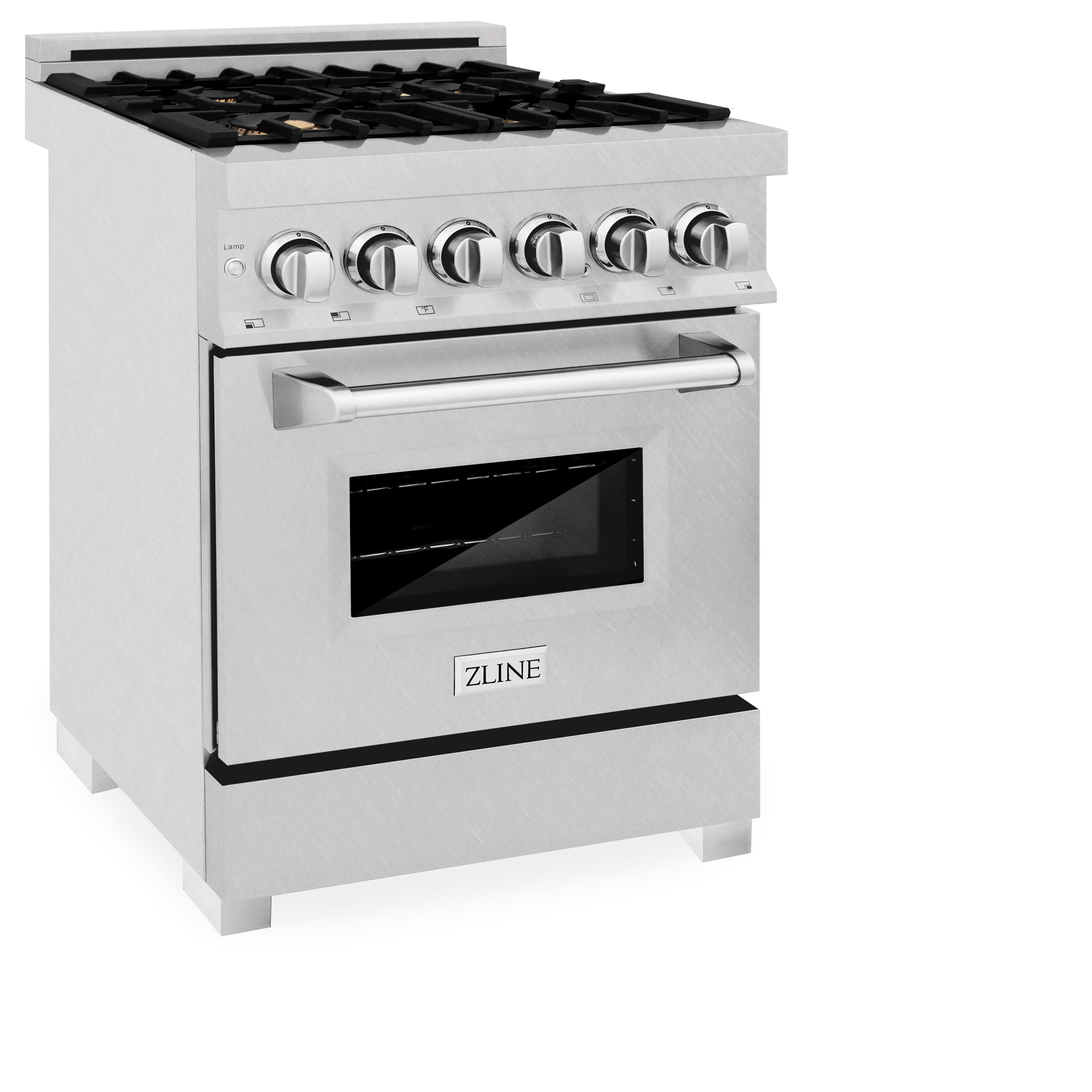 ZLINE 24 in. Professional Dual Fuel Range in Fingerprint Resistant Stainless Steel with Brass Burners (RAS-SN-BR-24)