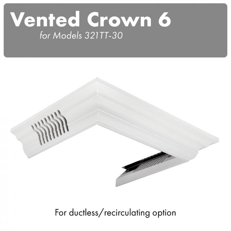 ZLINE Vented Crown Molding Profile 6 For Wall Mount Range Hood (CM6V-300T)