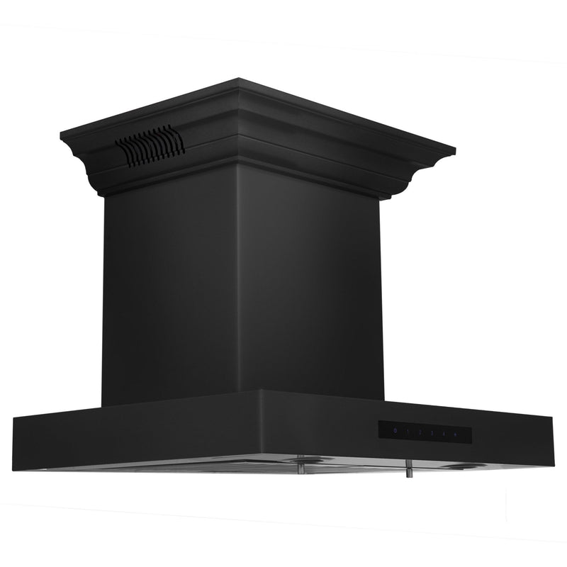ZLINE Wall Mount Range Hood in Black Stainless Steel with Built-in ZLINE CrownSound Bluetooth Speakers (BSKENCRN-BT)