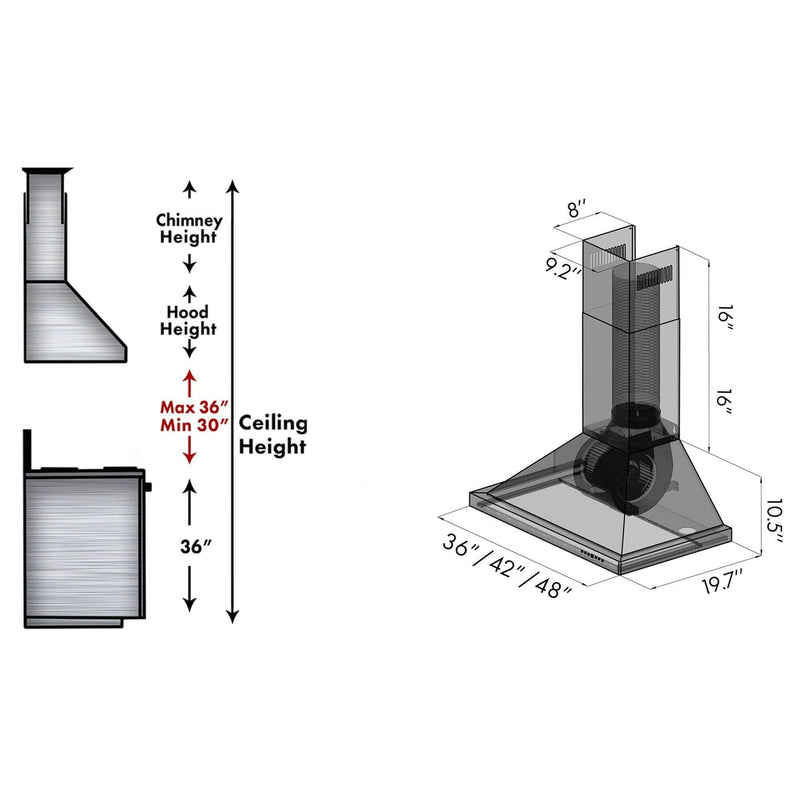 ZLINE 24 in. Recirculating Wall Mount Range Hood with Charcoal Filters in Stainless Steel (KB-CF-24)