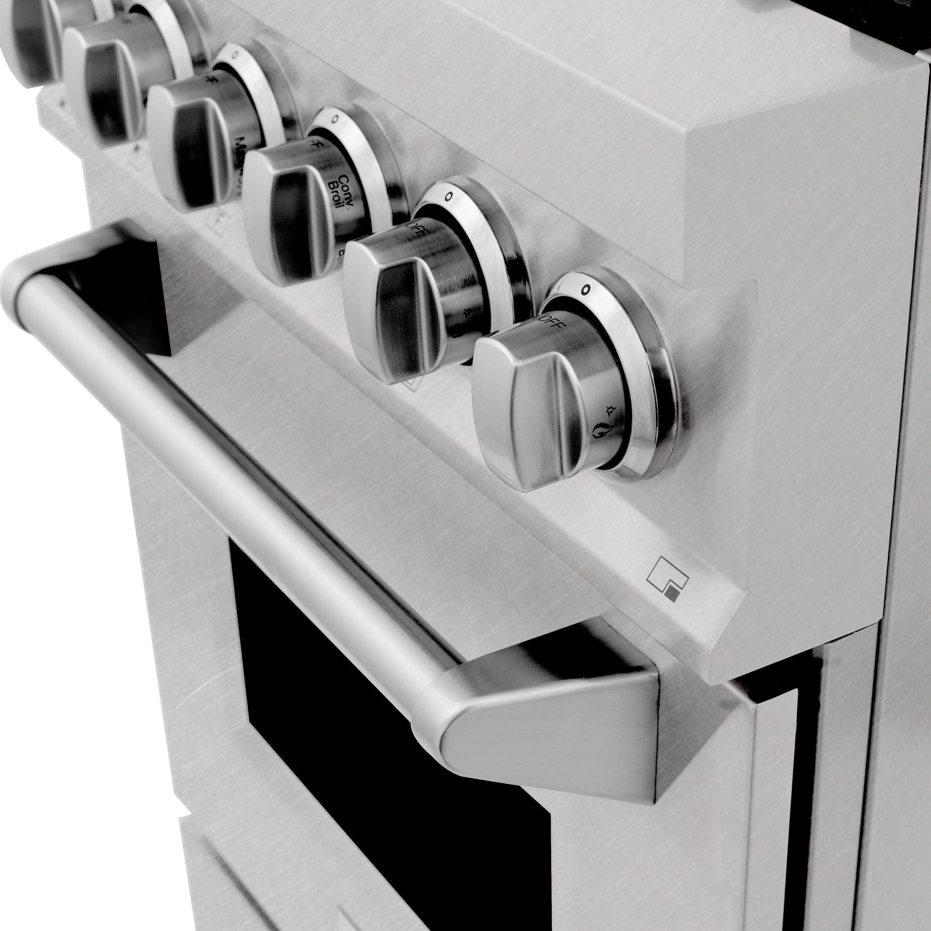 ZLINE 24 in. Professional Dual Fuel Range in Fingerprint Resistant Stainless Steel with Brass Burners (RAS-SN-BR-24)